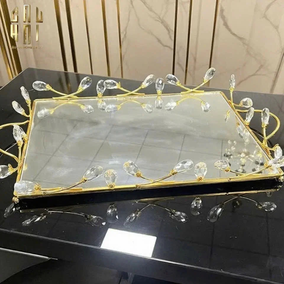 Khay Gương Fleur De Glace 35X45-CẬU HAI HOME DECOR