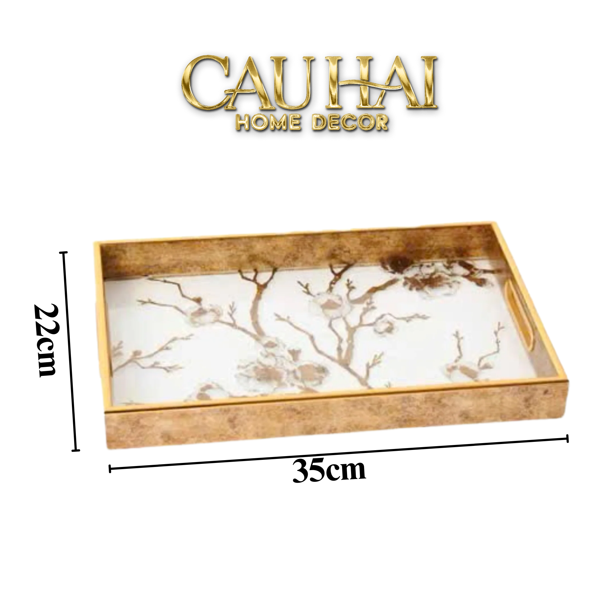 Khay Gương Réflexion Cherry Blossom Rustic Tray 22X35 - CẬU HAI HOME DECOR