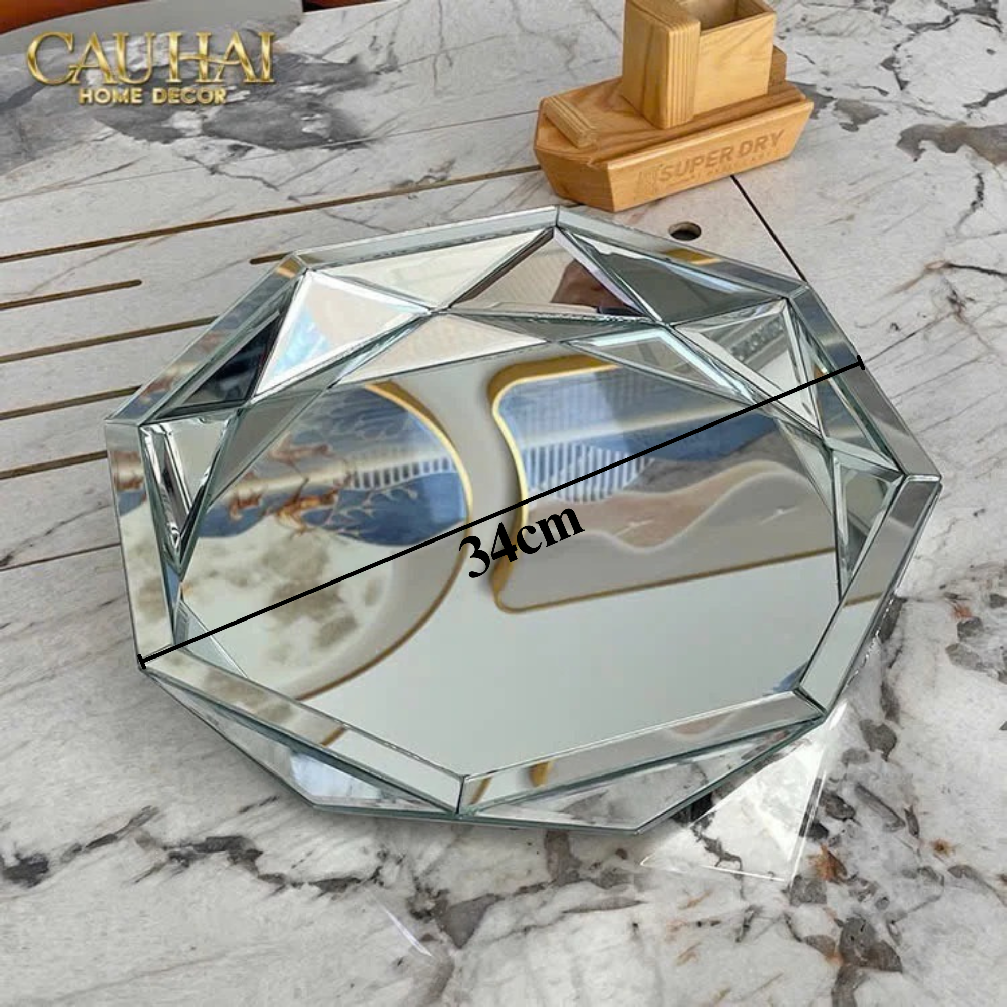 Khay Gương Tròn Facetté Platinum Glacier - CẬU HAI HOME DECOR