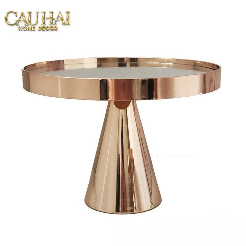 Khay Gương Tròn Gold Luxor Pedestal H13/15 - CẬU HAI HOME DECOR