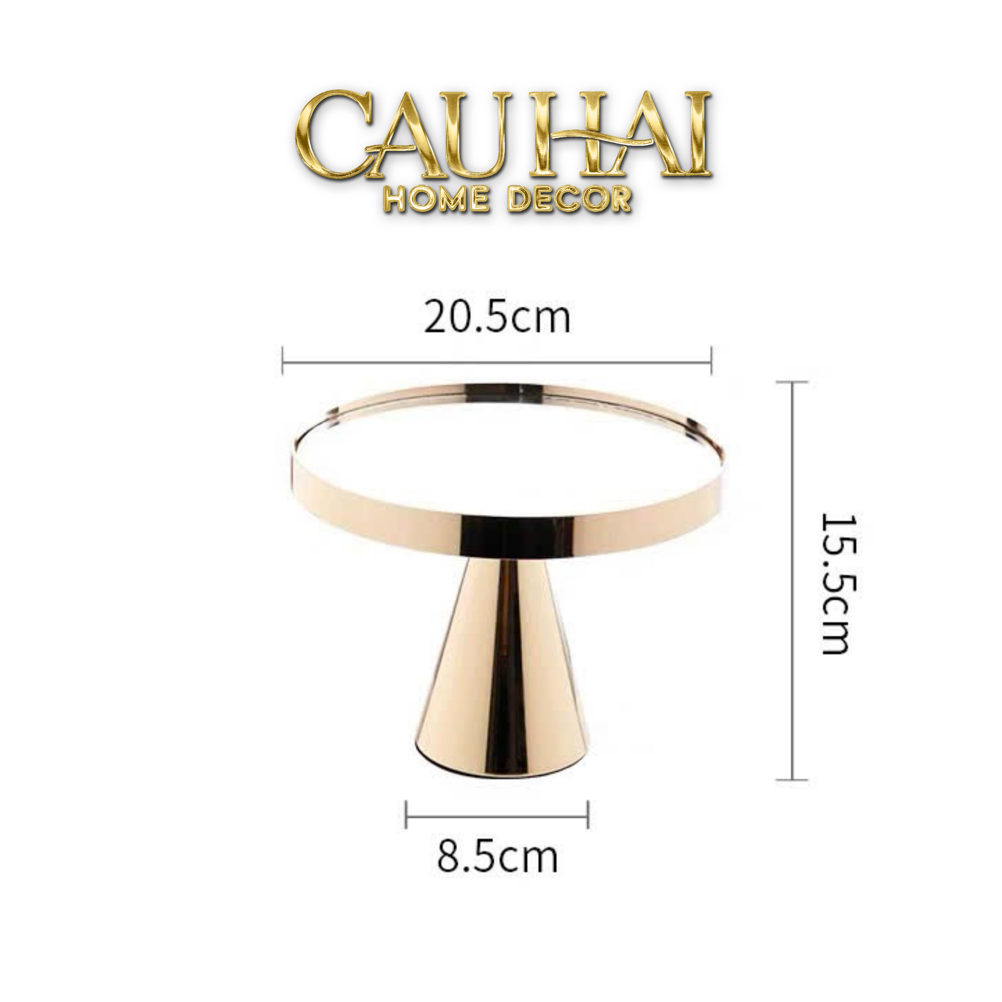 Khay Gương Tròn Gold Luxor Pedestal H13/15 - CẬU HAI HOME DECOR