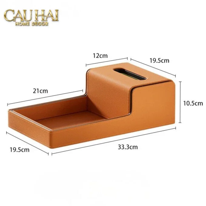 Khay Hộp Khăn Giấy Da - Sienna Leather Valet - Terracota Patina-CẬU HAI HOME DECOR