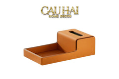 Khay Hộp Khăn Giấy Da - Sienna Leather Valet - Terracota Patina-CẬU HAI HOME DECOR