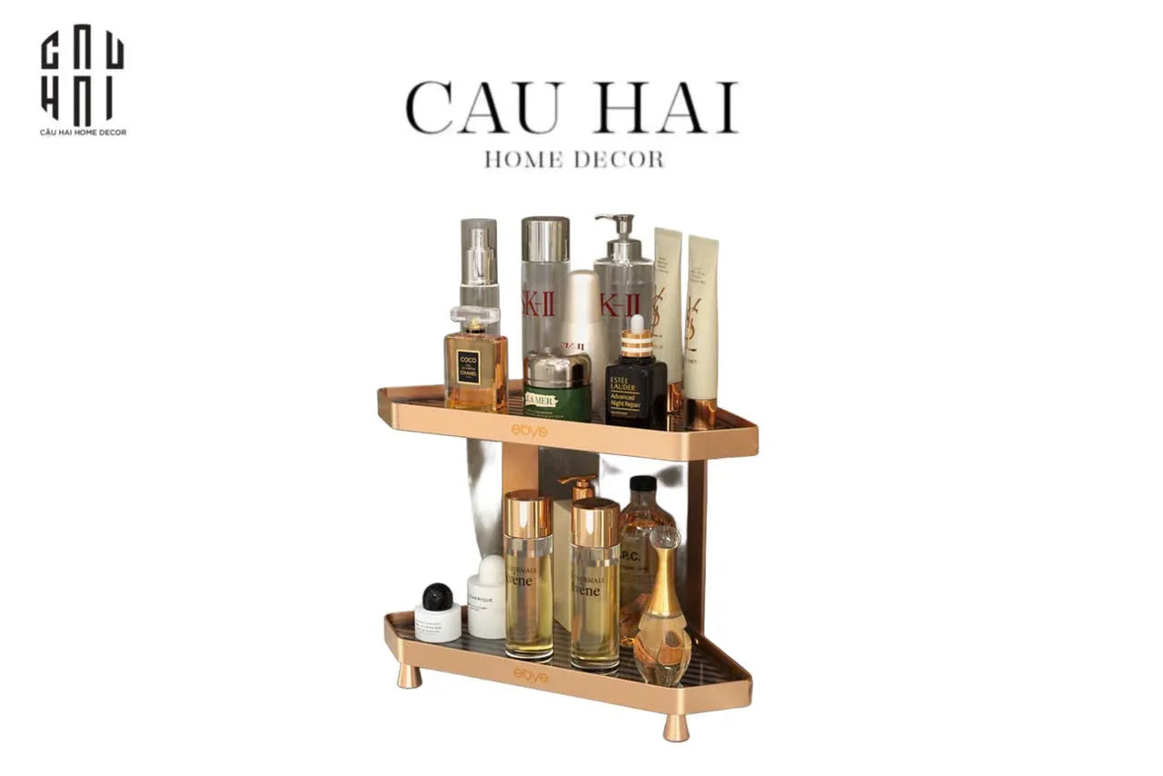 Khay Kệ Phòng Tắm Kệ Bàn Trang Điểm Góc 2 Tầng V Corner Waterproof Tiered Organizers-CẬU HAI HOME DECOR