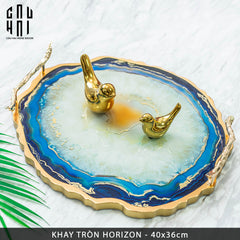 Khay Tròn Abysses Bleu Profond Ronde Decorative Trays 36x40-CẬU HAI HOME DECOR