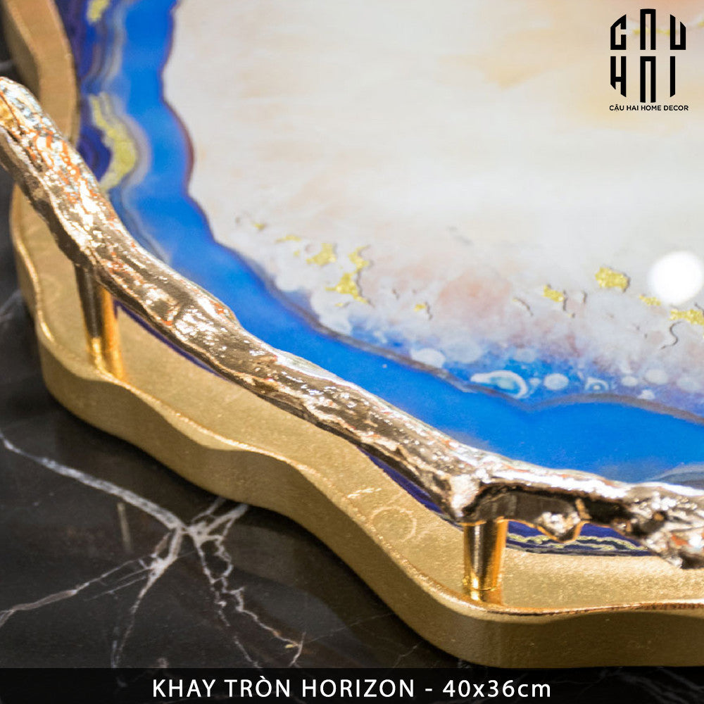 Khay Tròn Abysses Bleu Profond Ronde Decorative Trays 36x40-CẬU HAI HOME DECOR