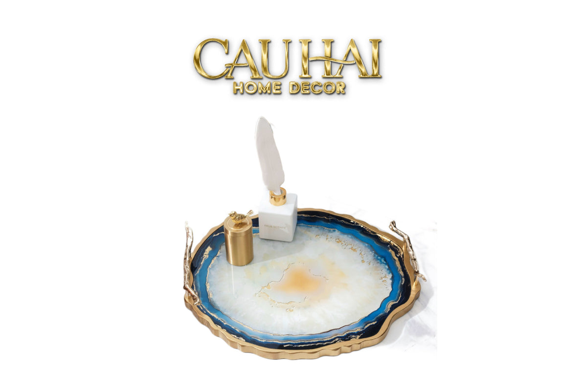 Khay Tròn Abysses Bleu Profond Ronde Decorative Trays 36x40-KHAY TRANG TRÍ-CẬU HAI HOME DECOR-CẬU HAI HOME DECOR