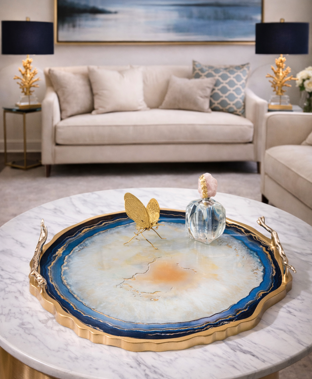 Khay Tròn Abysses Bleu Profond Ronde Decorative Trays 36x40-KHAY TRANG TRÍ-CẬU HAI HOME DECOR-CẬU HAI HOME DECOR