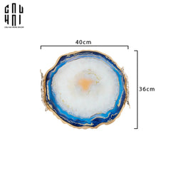 Khay Tròn Abysses Bleu Profond Ronde Decorative Trays 36x40-CẬU HAI HOME DECOR