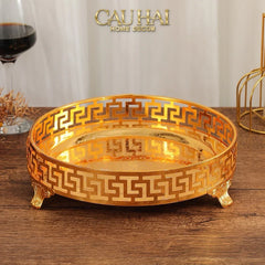 Khay Tròn Babylon Persian Greek Key D25-CẬU HAI HOME DECOR