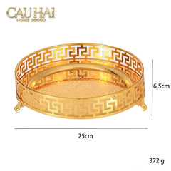 Khay Tròn Babylon Persian Greek Key D25-CẬU HAI HOME DECOR