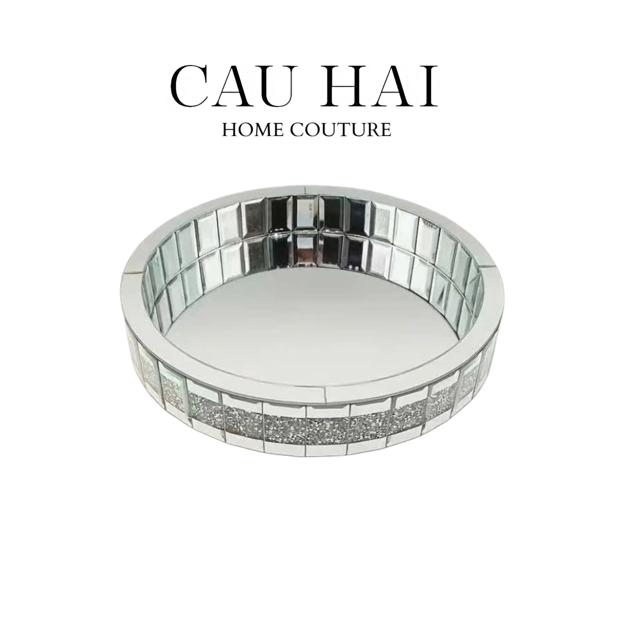 KHAY TRÒN CRYSTAL MIRROR LUXE TRAY FW25-CẬU HAI HOME DECOR
