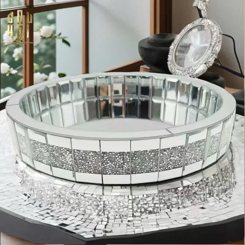 KHAY TRÒN CRYSTAL MIRROR LUXE TRAY FW25-CẬU HAI HOME DECOR