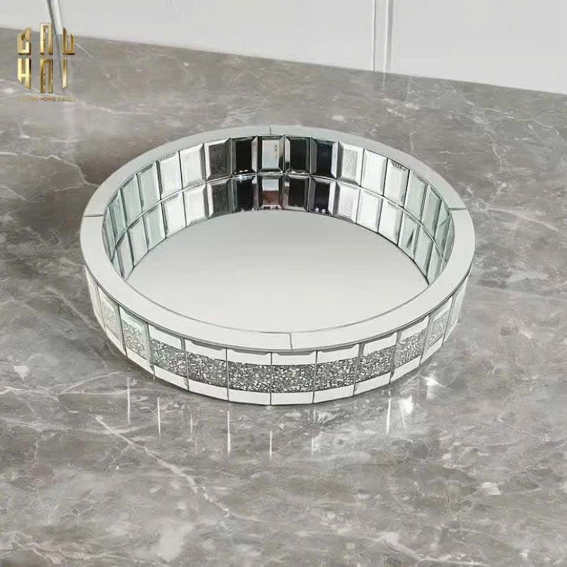 KHAY TRÒN CRYSTAL MIRROR LUXE TRAY FW25-CẬU HAI HOME DECOR
