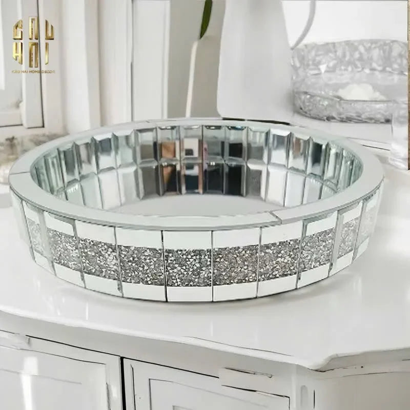 KHAY TRÒN CRYSTAL MIRROR LUXE TRAY FW25-CẬU HAI HOME DECOR