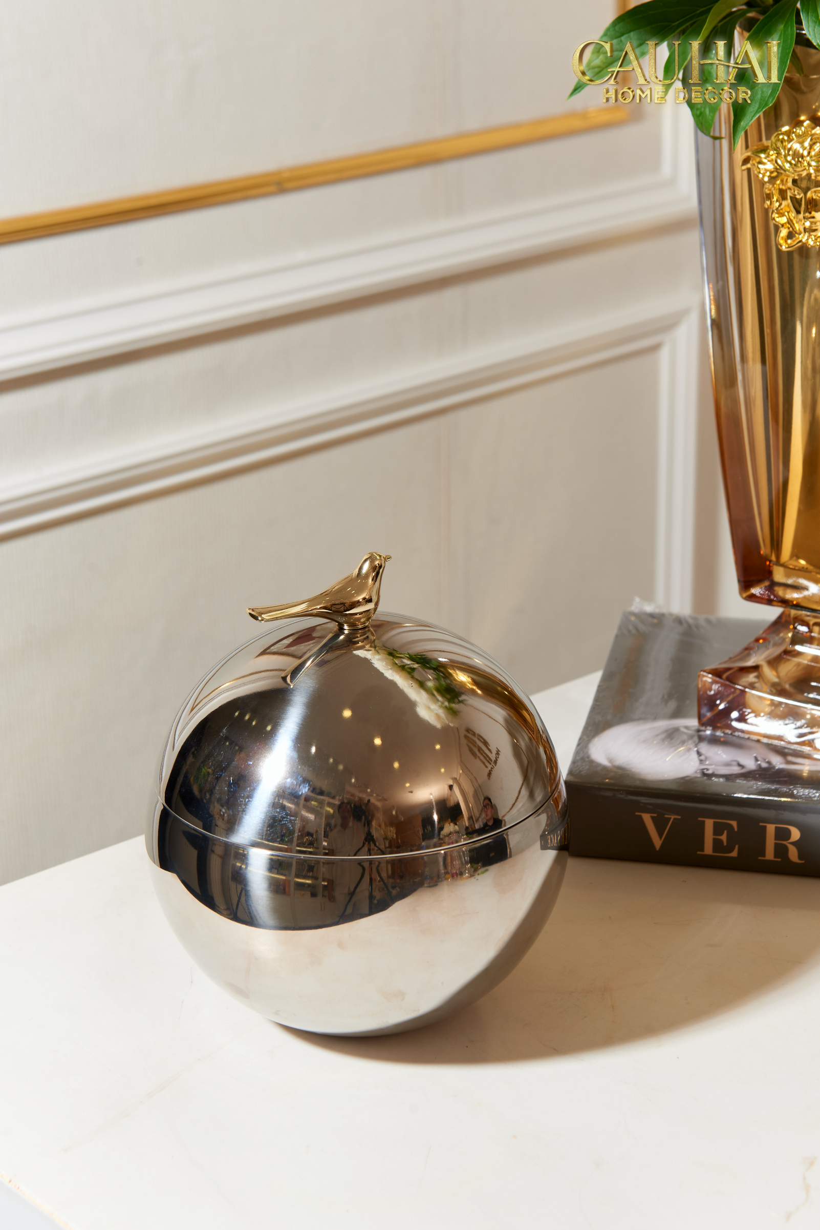 Elysian - Lọ Kẹo Hộp Lưu Trữ Hình Cầu Platinum Gilded Aviary Sphere