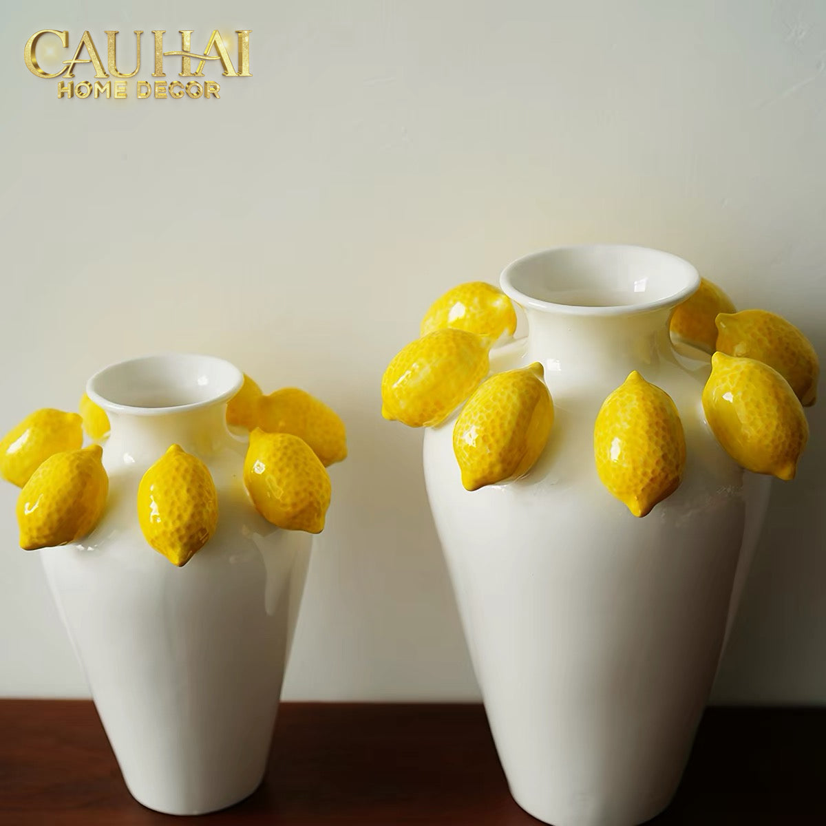 La Sicilia Royale - Bình Hoa Gốm Sứ Lemon Atelier Ivory 20x26-BÌNH HOA-CẬU HAI HOME DECOR