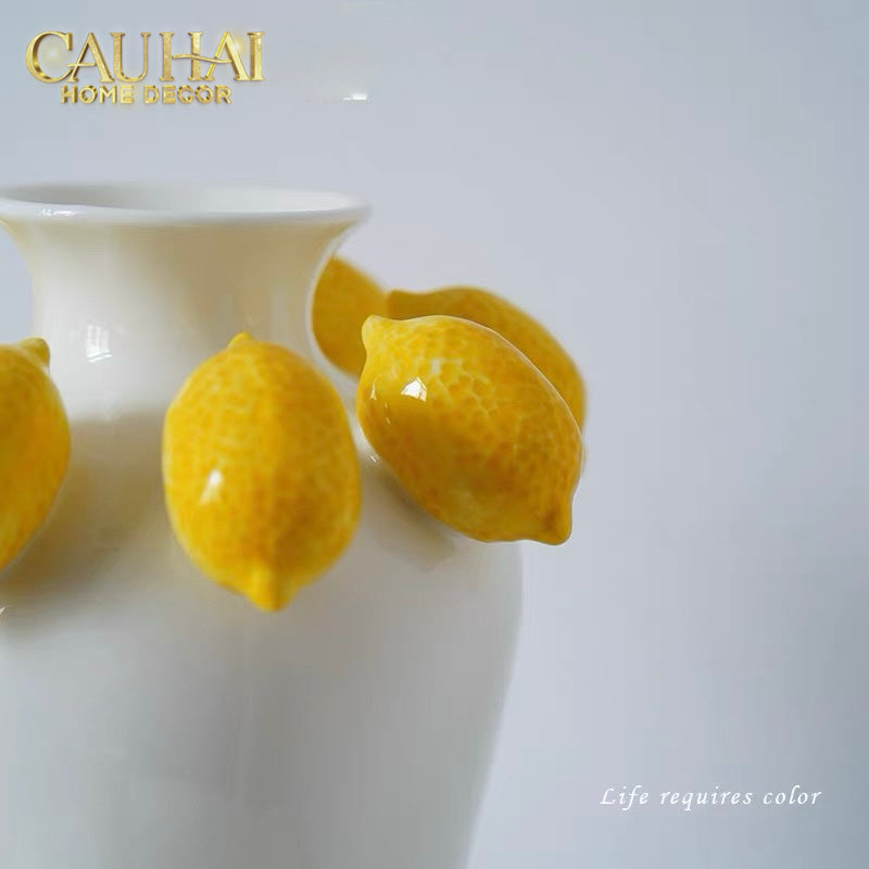 La Sicilia Royale - Bình Hoa Gốm Sứ Lemon Atelier Ivory 20x26-BÌNH HOA-CẬU HAI HOME DECOR