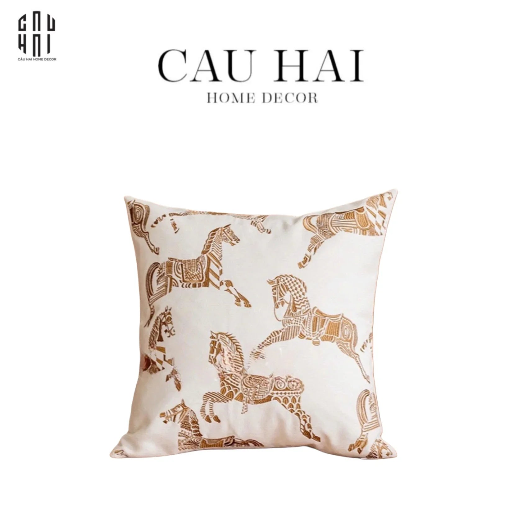 Les Cussins D’Élégance - Vỏ Gối Canvas Équestre Wild Spirit 45-CẬU HAI HOME DECOR