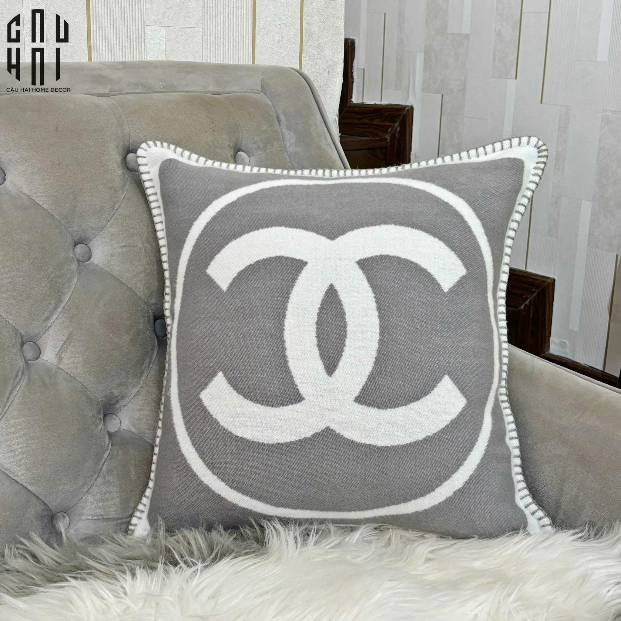 LES CUSSINS D’ÉLÉGANCE - VỎ GỐI TWEED COCO - GRAY 45.-CẬU HAI HOME DECOR