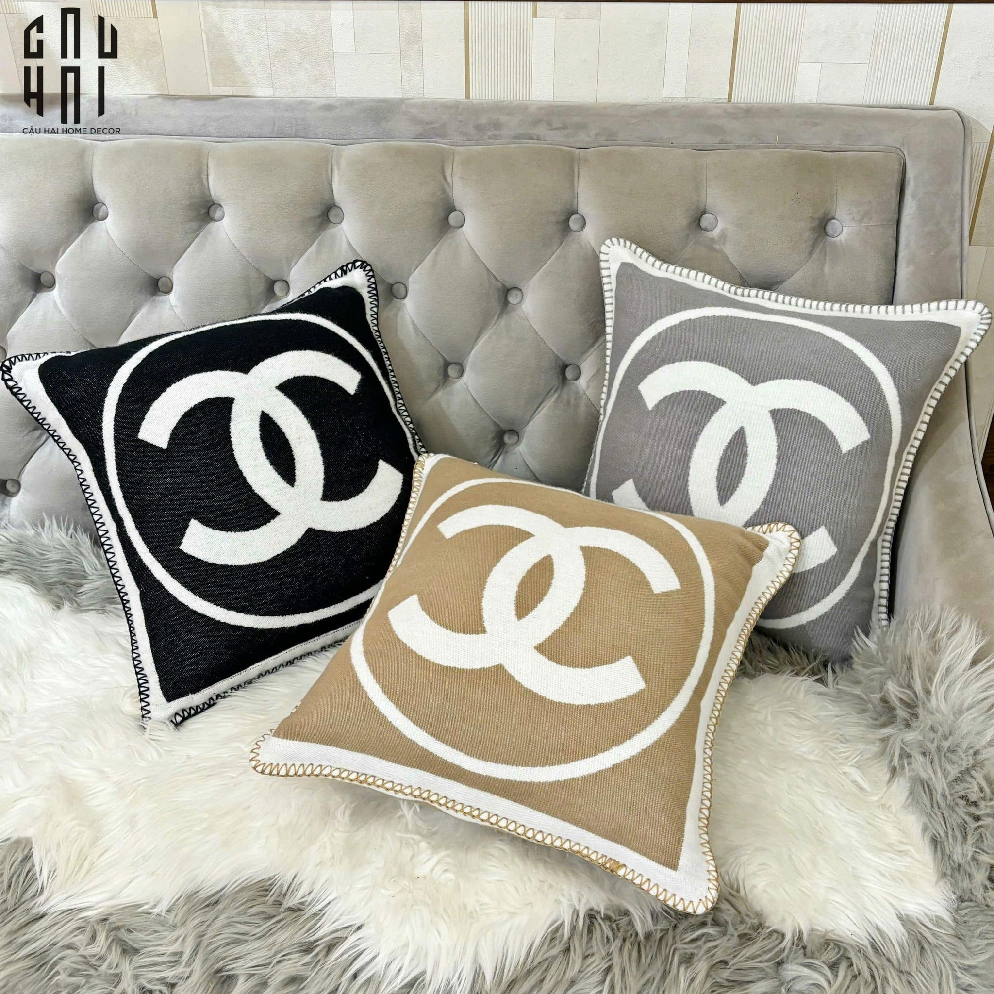 LES CUSSINS D’ÉLÉGANCE - VỎ GỐI TWEED COCO - GRAY 45.-CẬU HAI HOME DECOR