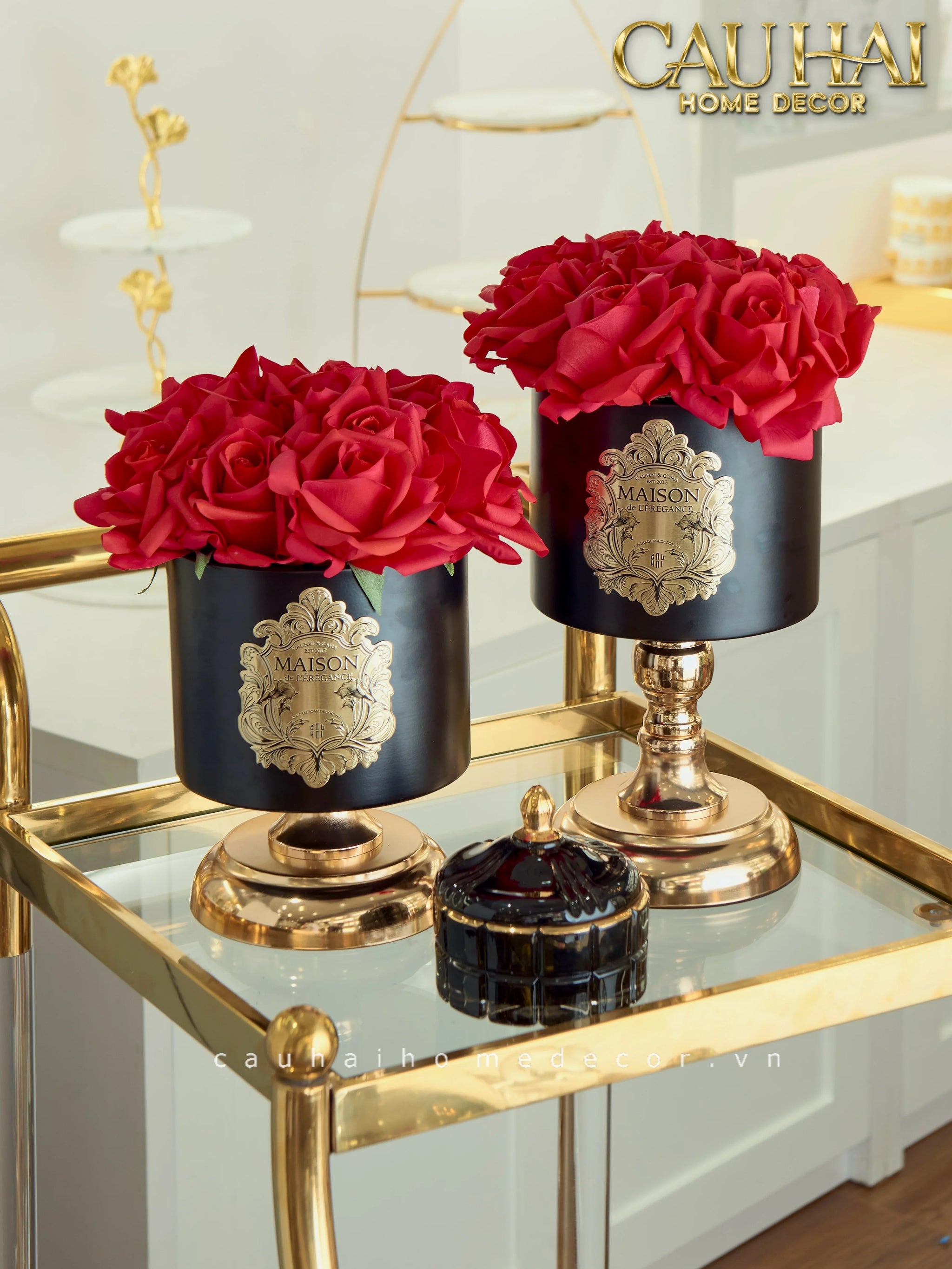 L’Essence Du Rose 15 - Chậu Hoa Hồng Pedestal H26-CẬU HAI HOME DECOR