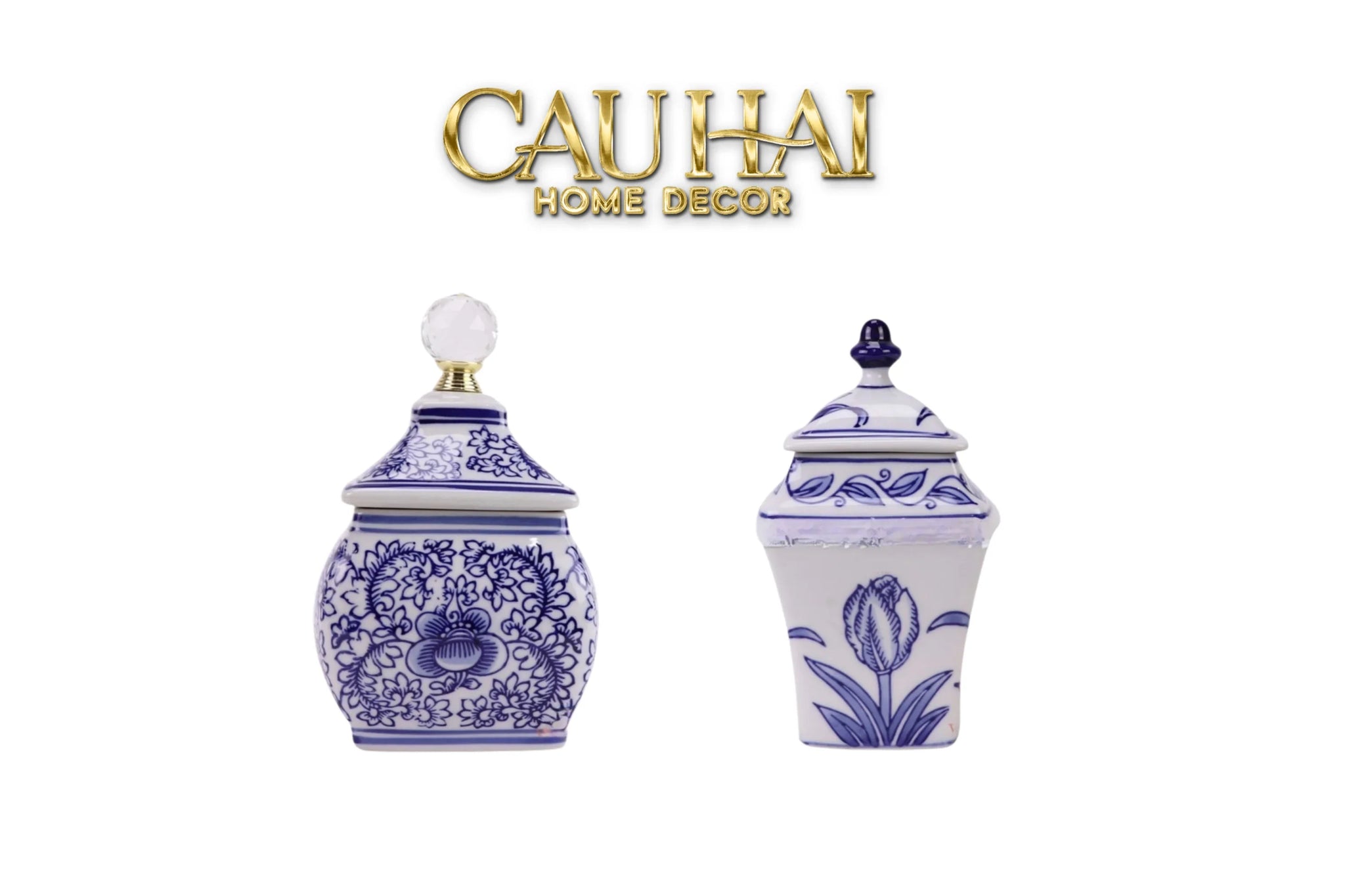 Lọ Cắm Hoa - Hoà Điền Ngọc - Indochine Indigo Porcelain Vases-CẬU HAI HOME DECOR