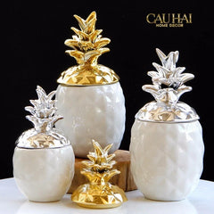 Lọ Ceramic Aura Pineapple - Gold/Silver-CẬU HAI HOME DECOR
