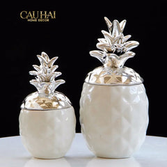 Lọ Ceramic Aura Pineapple - Gold/Silver-CẬU HAI HOME DECOR