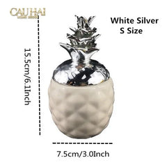 Lọ Ceramic Aura Pineapple - Gold/Silver-CẬU HAI HOME DECOR