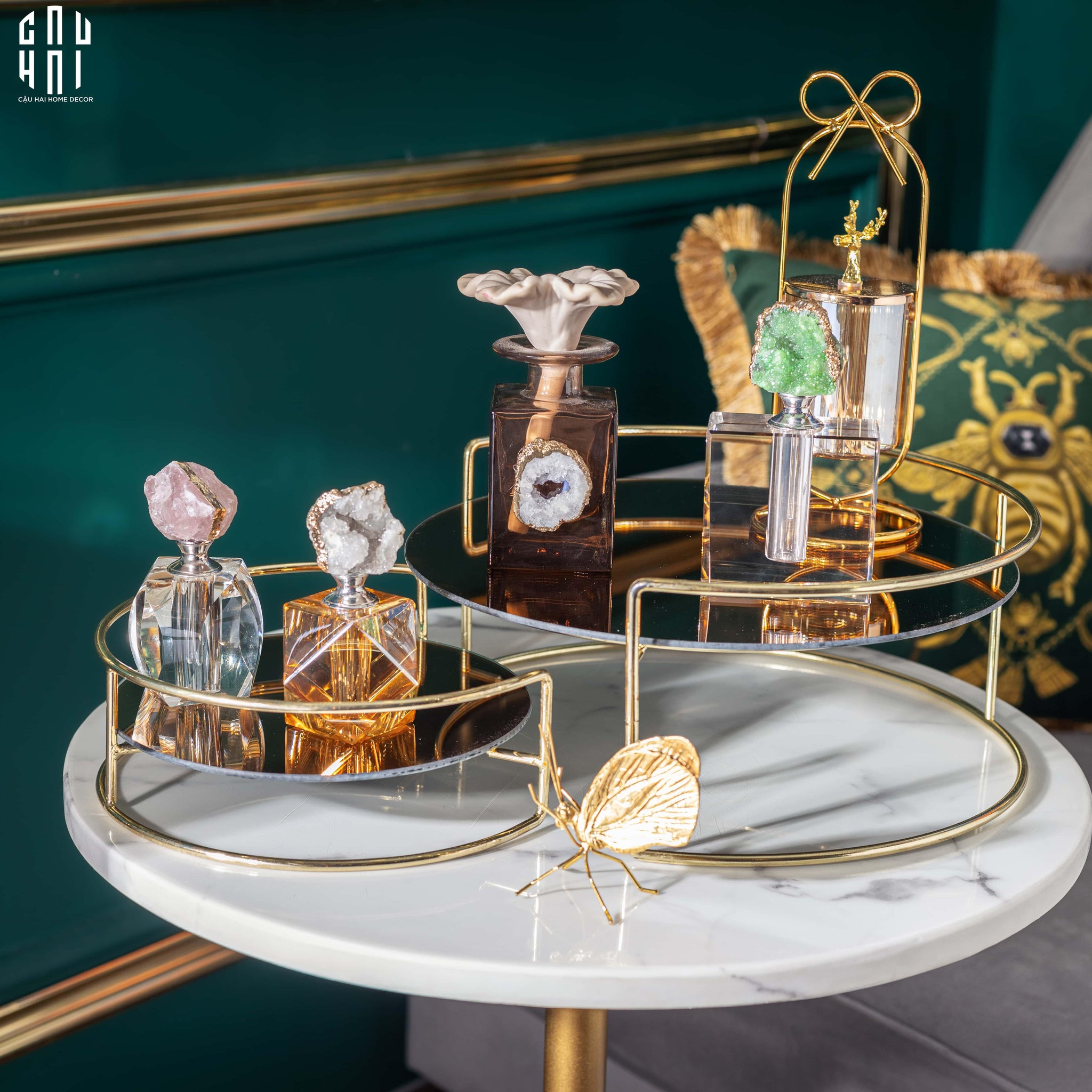 LỌ CHIẾT NƯỚC HOA ĐÁ THẠCH ANH EMERALD QUARTZ SS22-CẬU HAI HOME DECOR