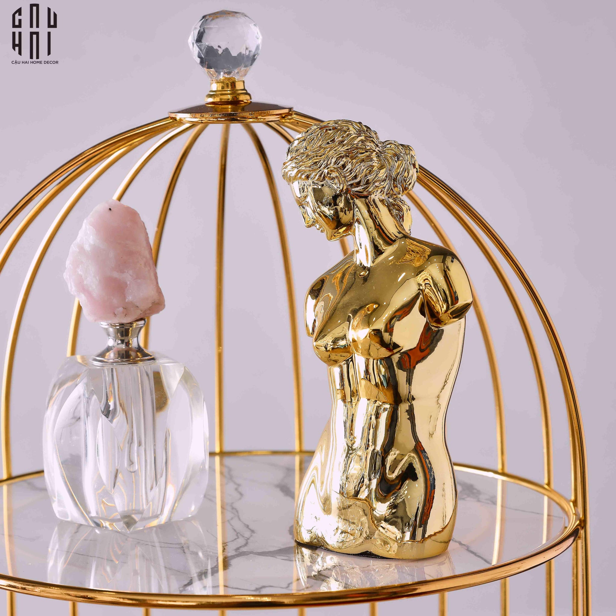 LỌ CHIẾT NƯỚC HOA ĐÁ THẠCH ANH PINK QUARTZ SS22-CẬU HAI HOME DECOR