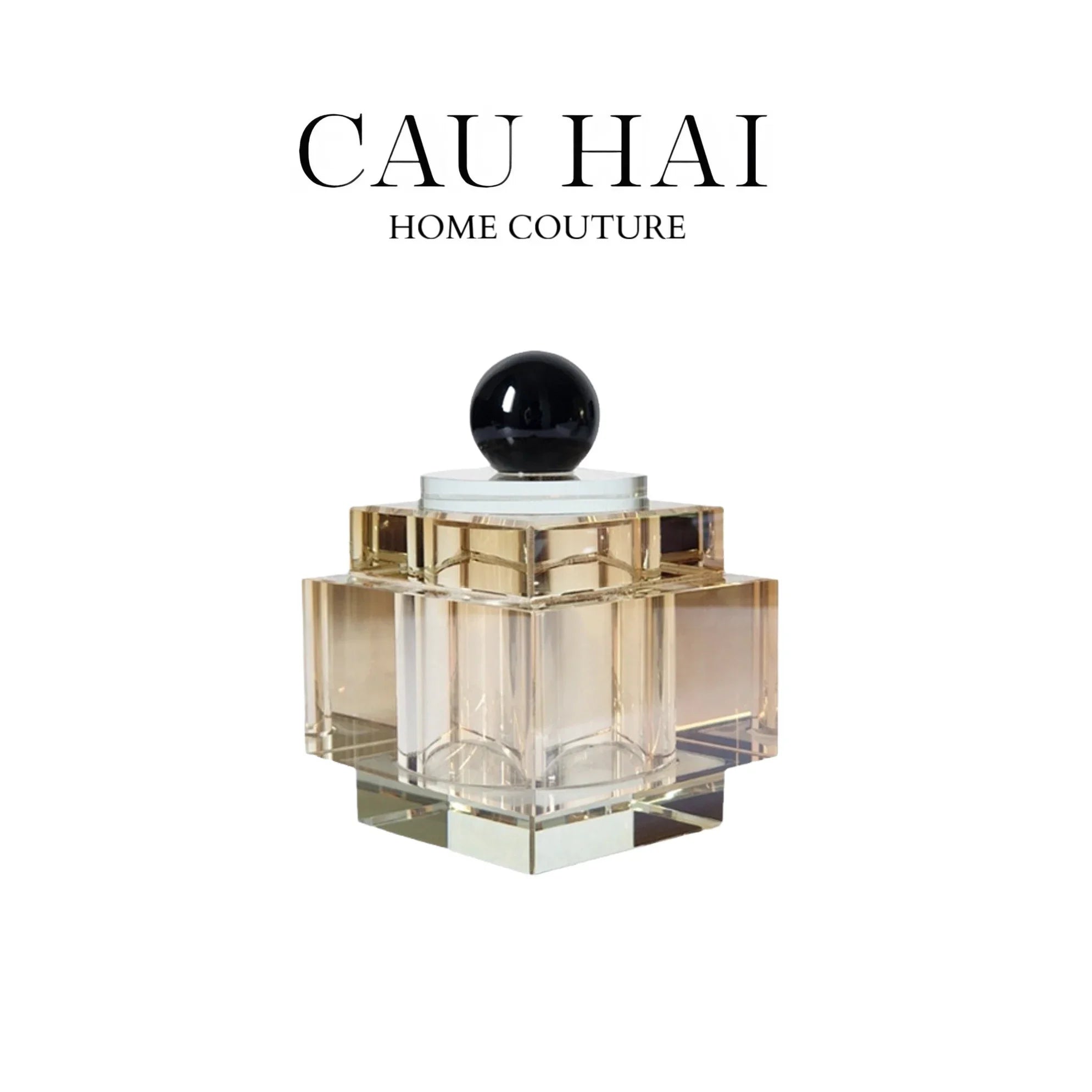 LỌ CRYSTAL OBSIDIAN CUBE - CHAMPAGNE-CẬU HAI HOME DECOR