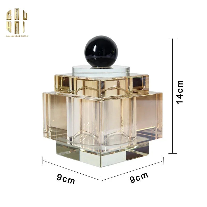 LỌ CRYSTAL OBSIDIAN CUBE - CHAMPAGNE-CẬU HAI HOME DECOR