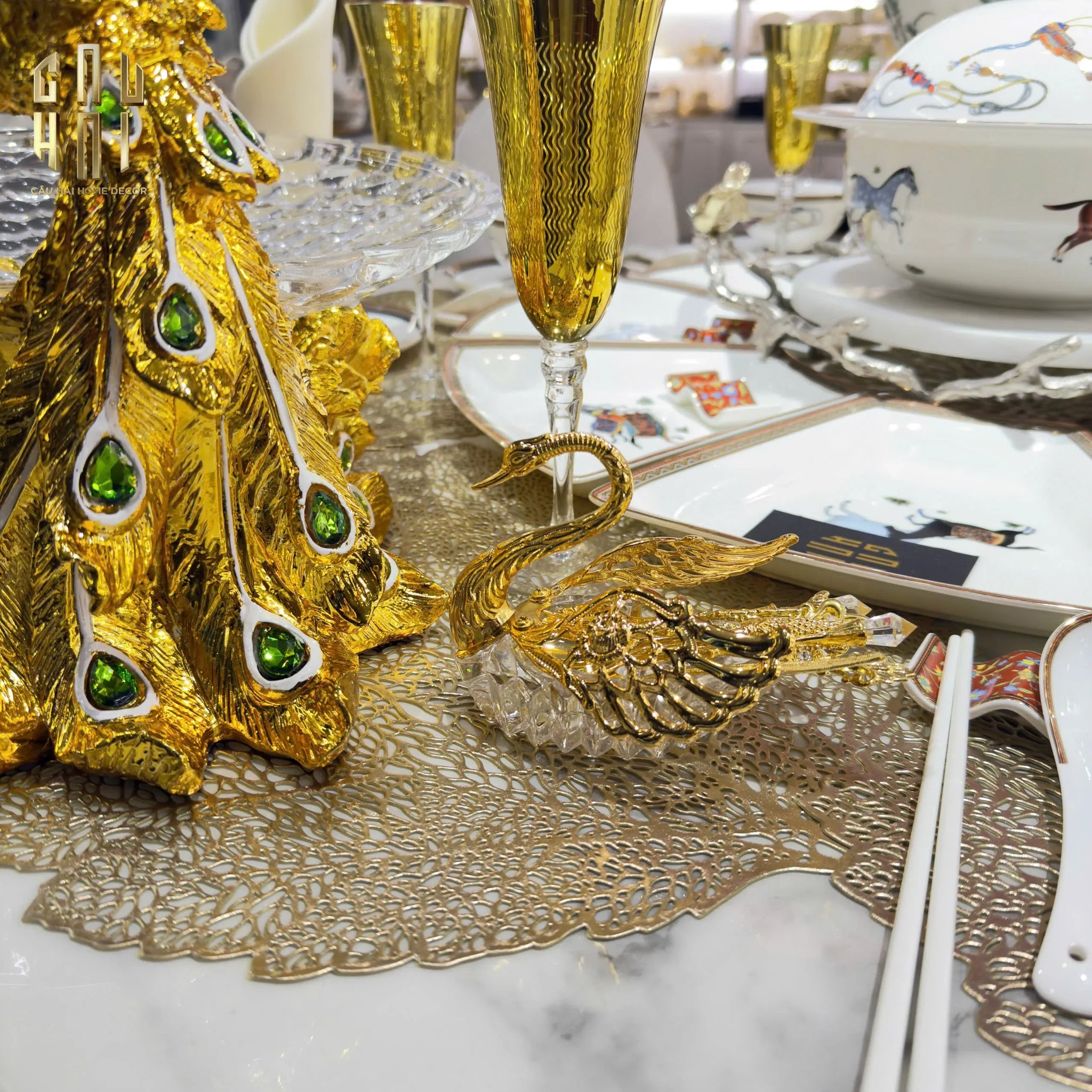 Lọ Đường Persian Crystal Swan - Gilded Wings-CẬU HAI HOME DECOR