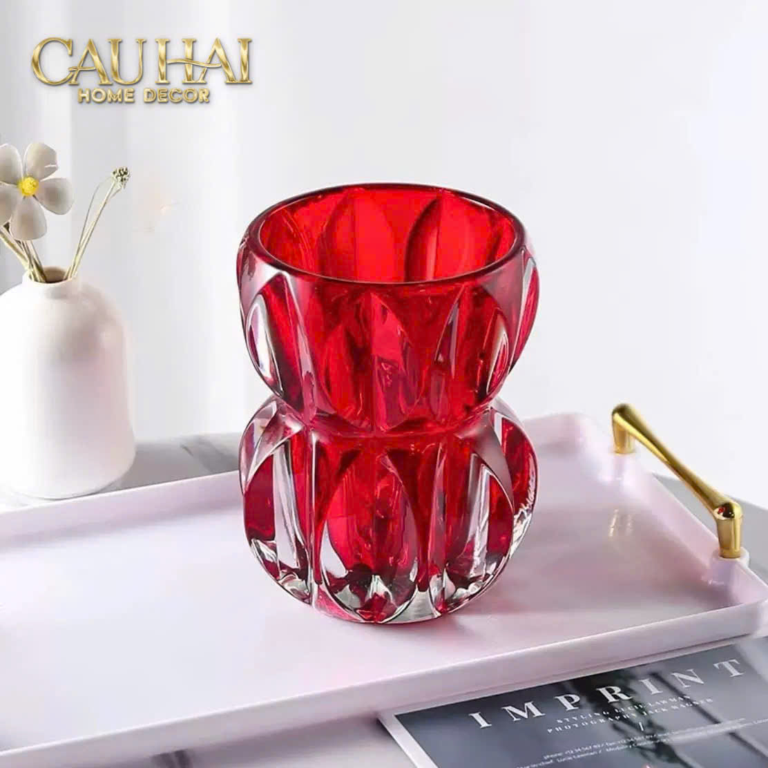 Lọ Hoa Pha Lê Ruby Crystal Vase - CẬU HAI HOME DECOR