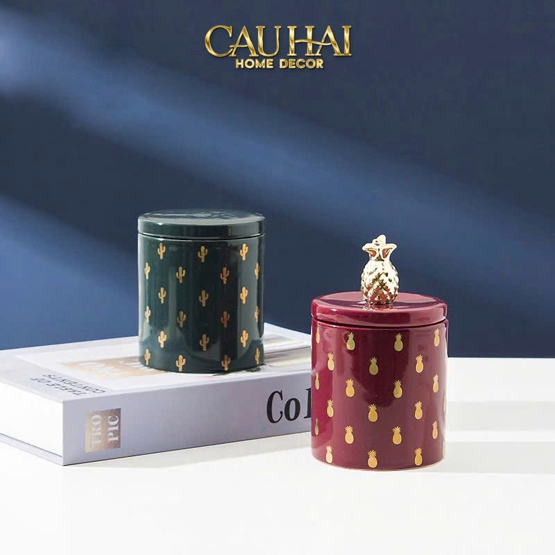 Lọ Kẹo Golden Iconique — Fêtes Art Canister - CẬU HAI HOME DECOR