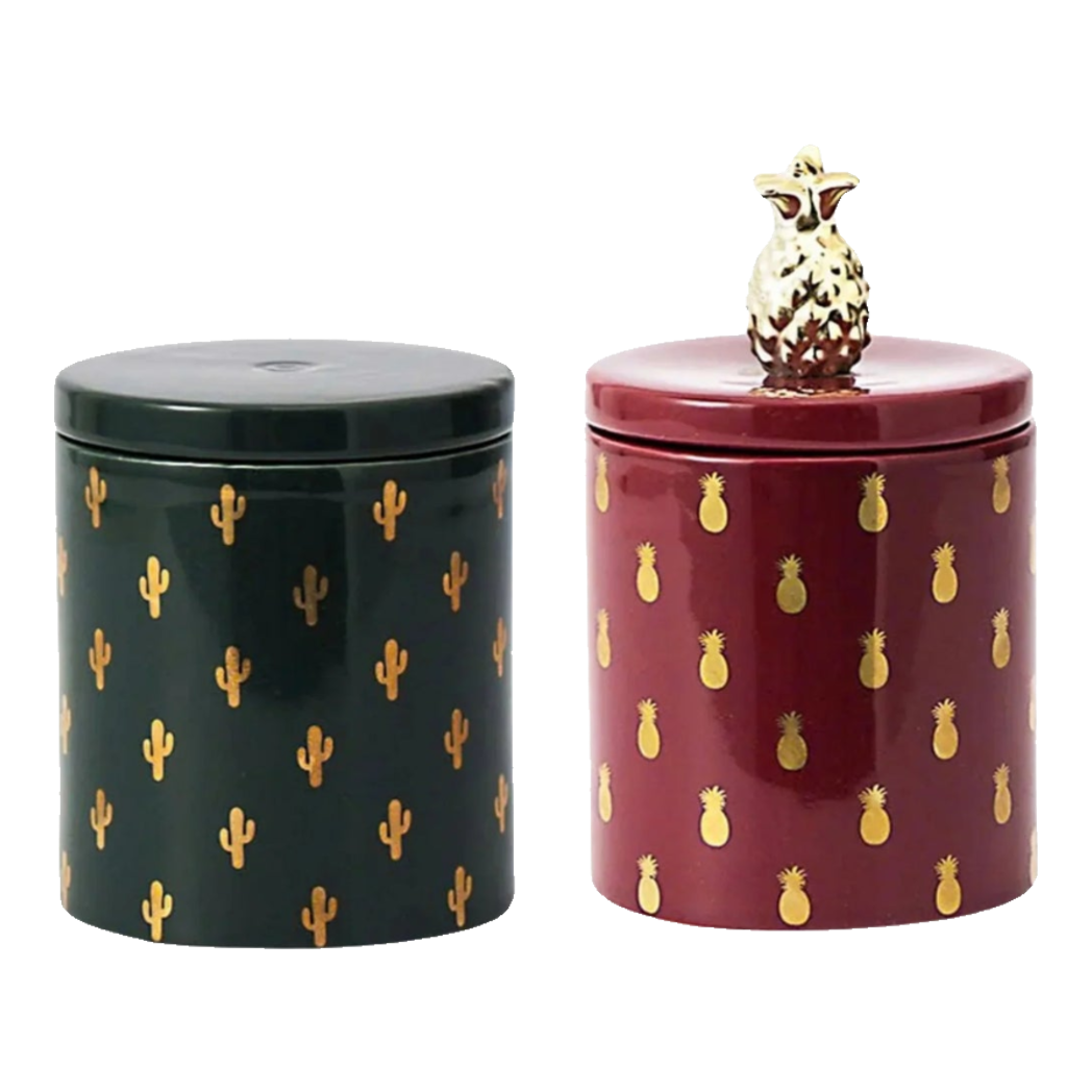 Lọ Kẹo Gốm Sứ Holiday Seasons Golden Fêtes Art Canister 8.5x14