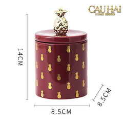 Lọ Kẹo Gốm Sứ Holiday Seasons Golden Fêtes Art Canister 8.5x14-CẬU HAI HOME DECOR