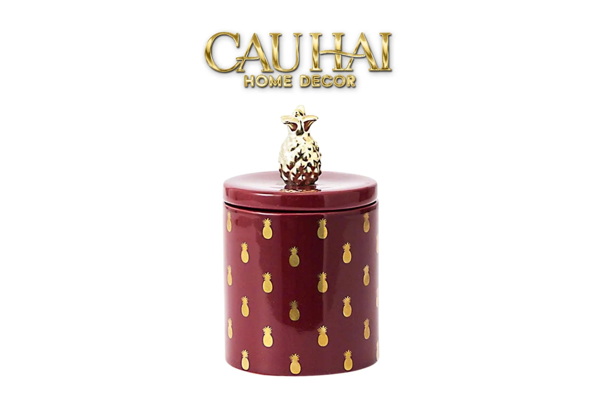Lọ Kẹo Gốm Sứ Holiday Seasons Golden Fêtes Art Canister 8.5x14-CẬU HAI HOME DECOR