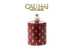 Lọ Kẹo Gốm Sứ Holiday Seasons Golden Fêtes Art Canister 8.5x14-CẬU HAI HOME DECOR