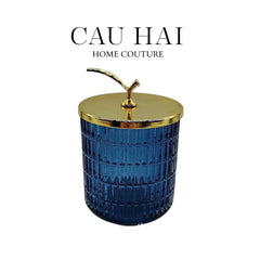 Lọ Kẹo Thuỷ Tinh Blue Ocean Cristalleries - Golden Twig Bonbonnière-CẬU HAI HOME DECOR