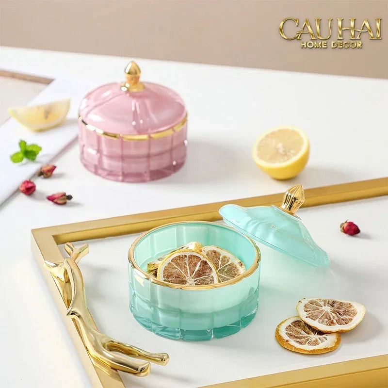 Lọ Kẹo Thuỷ Tinh Castle Wall Cyan / Savior-CẬU HAI HOME DECOR