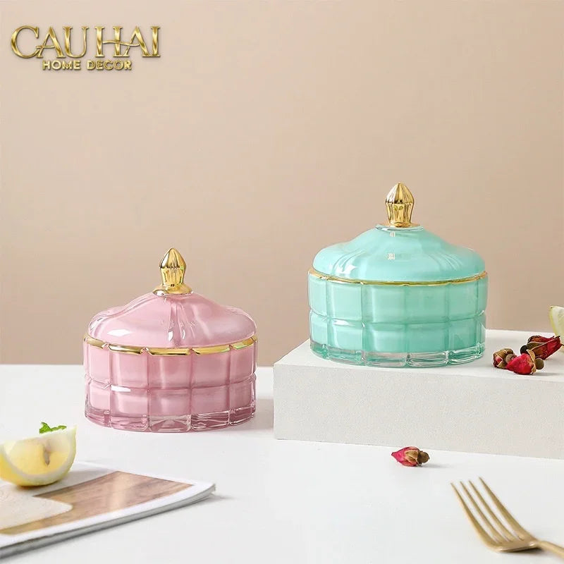 Lọ Kẹo Thuỷ Tinh Castle Wall Cyan / Savior-CẬU HAI HOME DECOR
