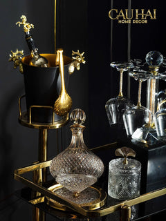 Lọ Kẹo Thuỷ Tinh Diamond Floral Cristalleries - Golden Shell Bonbonnière-CẬU HAI HOME DECOR