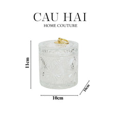 Lọ Kẹo Thuỷ Tinh Diamond Floral Cristalleries - Golden Shell Bonbonnière-CẬU HAI HOME DECOR