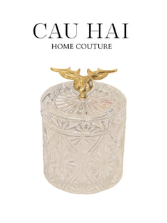 Lọ Kẹo Thuỷ Tinh Diamond Floral Cristalleries - Golden Shell Bonbonnière-CẬU HAI HOME DECOR