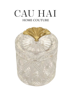 Lọ Kẹo Thuỷ Tinh Diamond Floral Cristalleries - Golden Shell Bonbonnière-CẬU HAI HOME DECOR