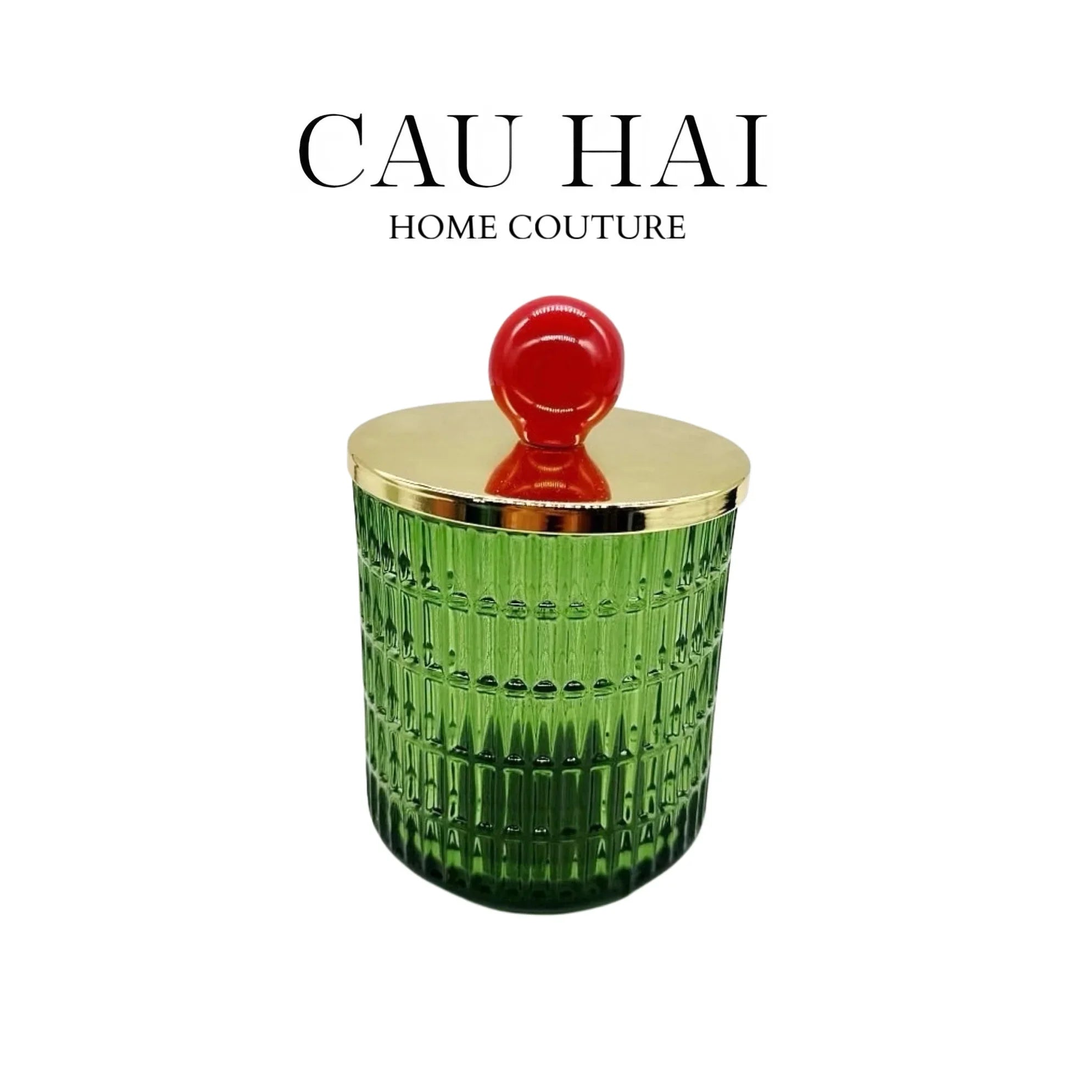 Lọ Kẹo Thuỷ Tinh Green Forest Cristalleries - Red Knob Bonbonnière-CẬU HAI HOME DECOR