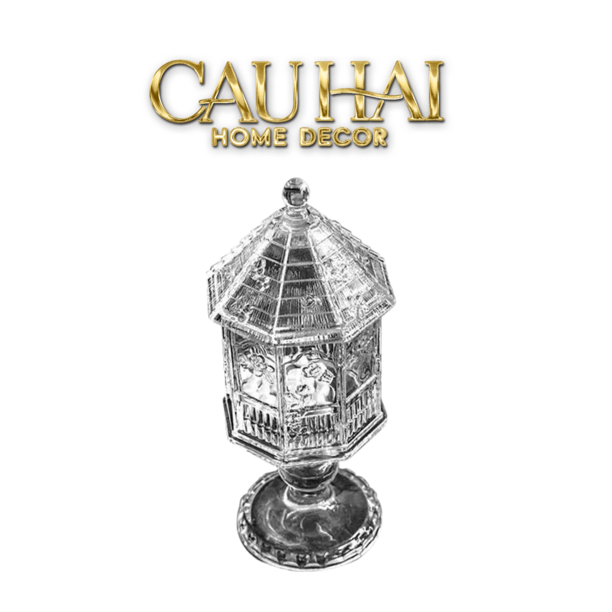 Lọ Keọ Thuỷ Tinh Jardin de Cristal Candy Jar H23-Lọ kẹo Canister Bonbonnière-CẬU HAI HOME DECOR